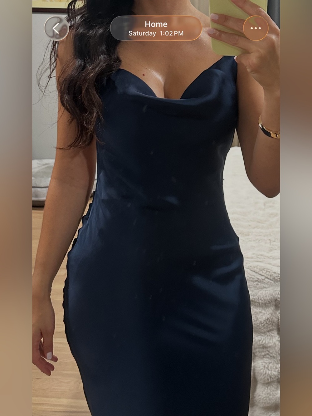 JLUXLABEL Navy Satin Backless Slip Dress